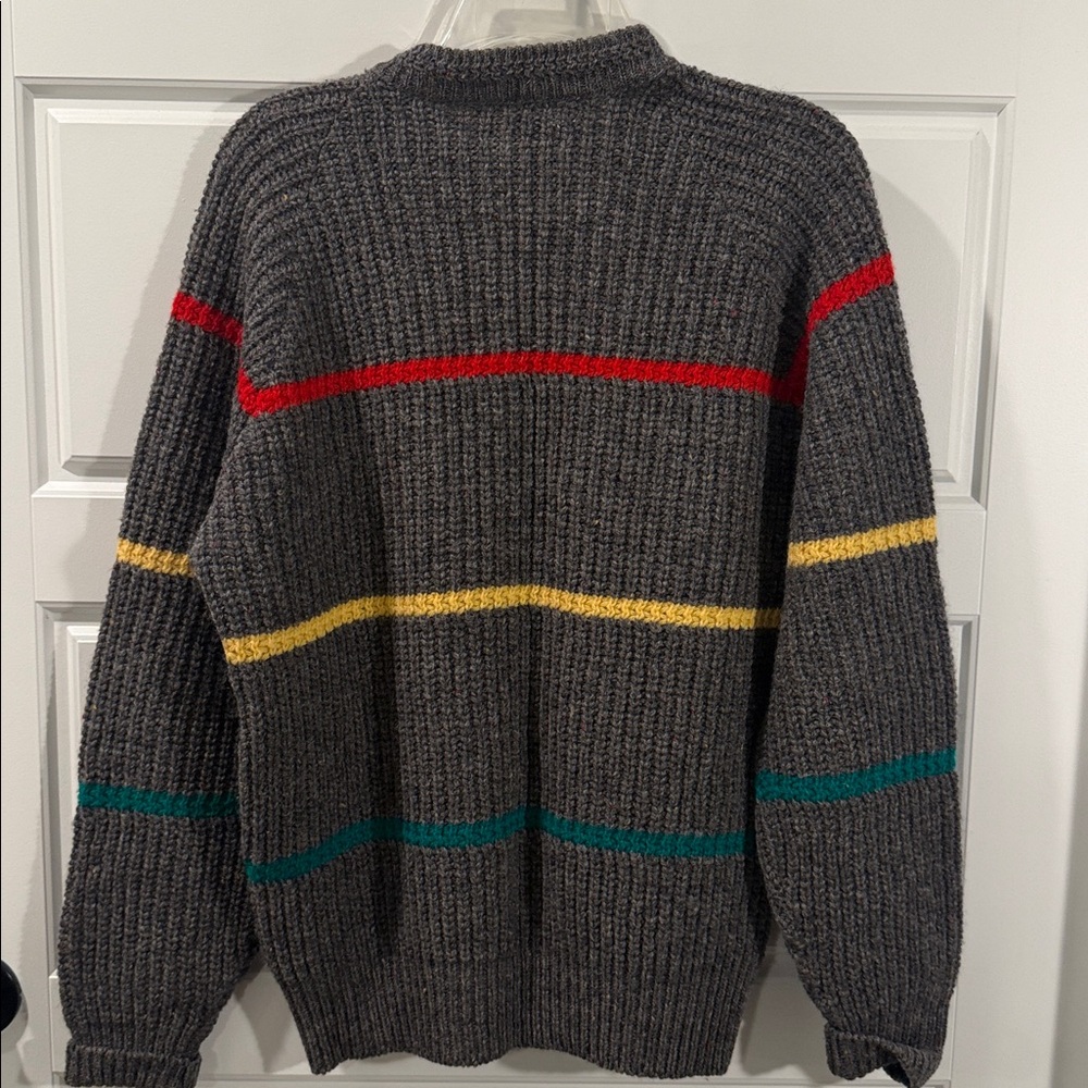 Vintage 80s 90s Pendleton Wool Cable Knit Yarn Fisherman Striped Grandpa Medium - Picture 6 of 6